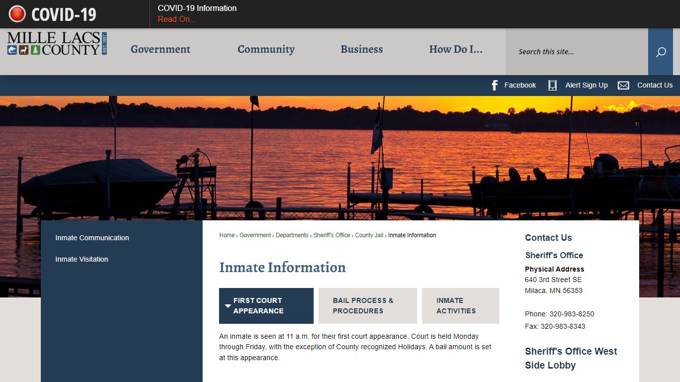 Inmate Information | Mille Lacs County, MN